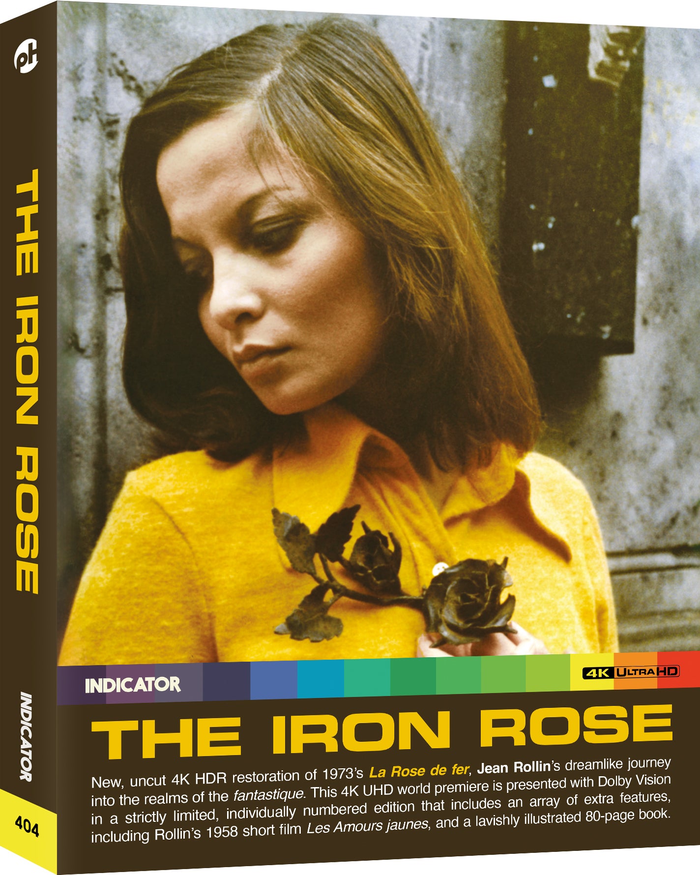 Blu-ray cover for “The Iron Rose” featuring a woman and a black rose.