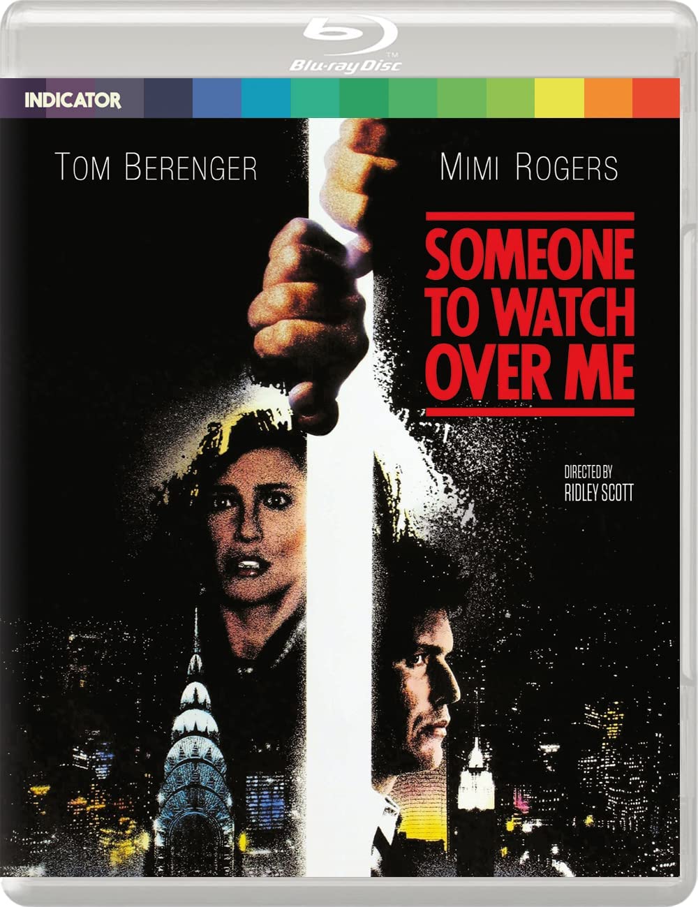 Blu-ray cover for “Someone to Watch Over Me” featuring two actors and a city skyline.