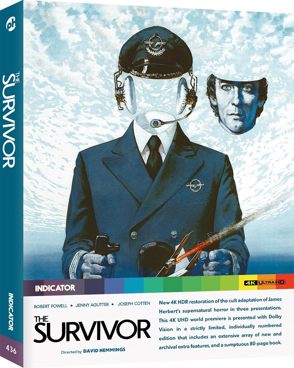 Blu-ray cover for "The Survivor" featuring a man in a pilot's uniform.