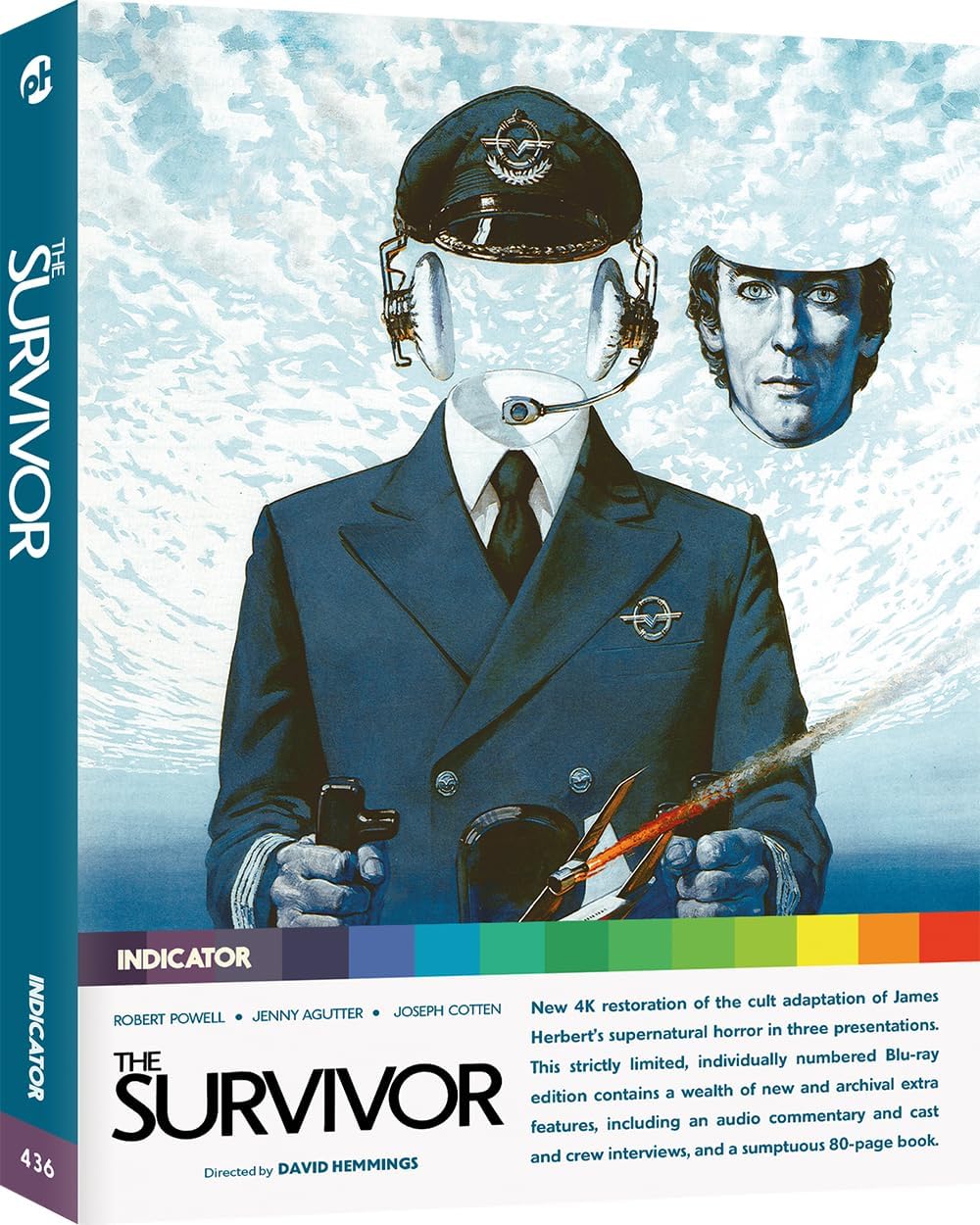 Blu-ray cover for "The Survivor" featuring three men in formal wear.