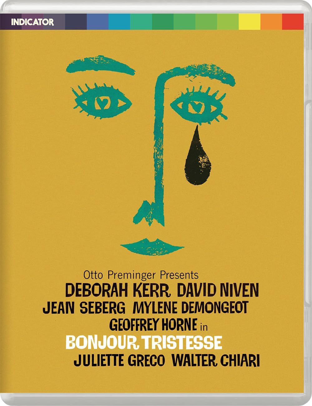 “Bonjour Tristesse” Blu-ray cover: stylized green face with a tear.