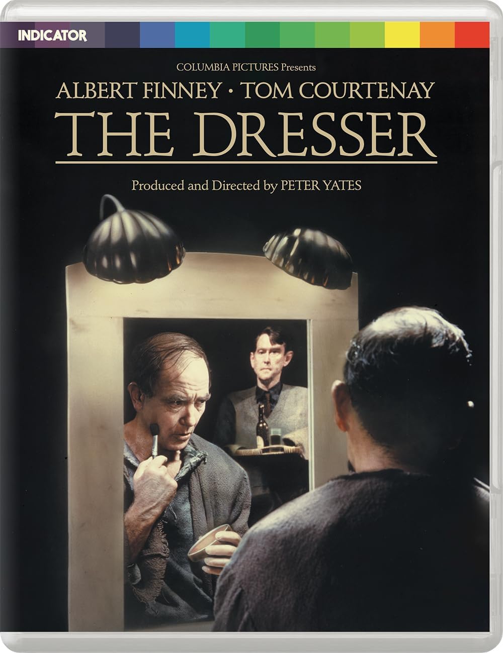 Blu-ray cover for "The Dresser" featuring two men reflected in a mirror.