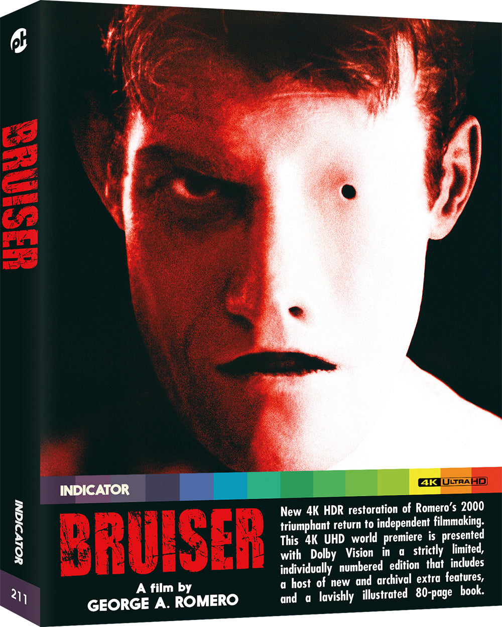 Bruiser UHD Blu-ray cover featuring a close-up of a man with a bloody face.