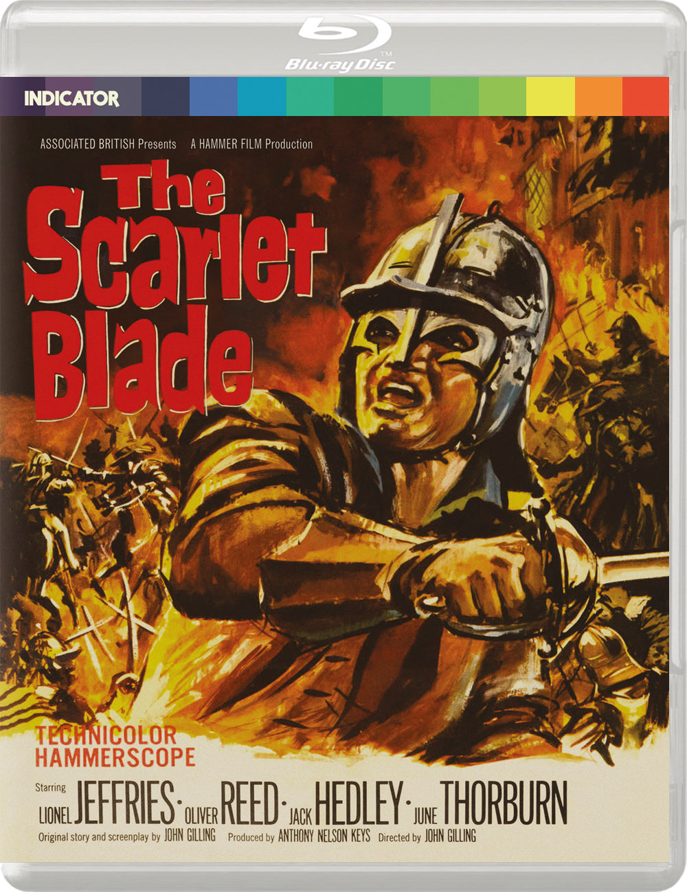 Blu-ray cover for "The Scarlet Blade," featuring a man in historical costume.