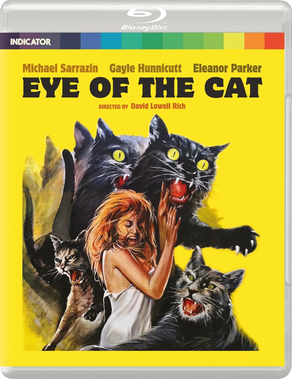 Blu-ray cover for "Eye of the Cat" featuring a woman and menacing cats.