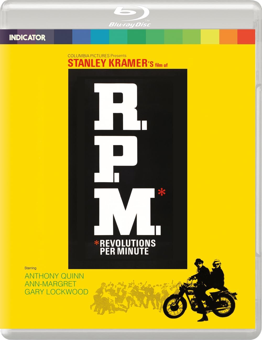 R.P.M." Blu-ray cover featuring large letters, a motorcycle, and crowd scene.