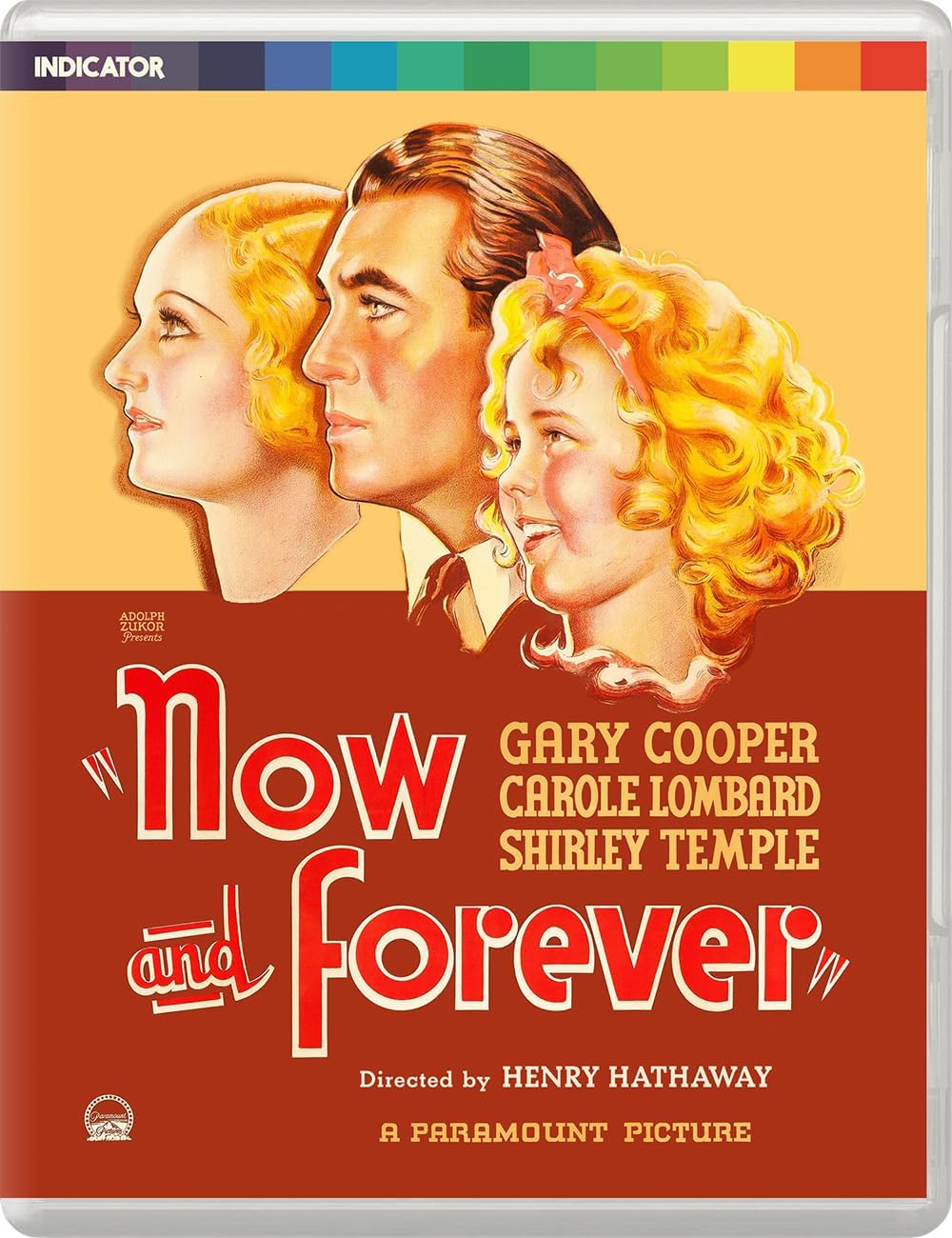 Blu-ray cover for “Now and Forever” featuring Gary Cooper, Carole Lombard, and Shirley Temple.