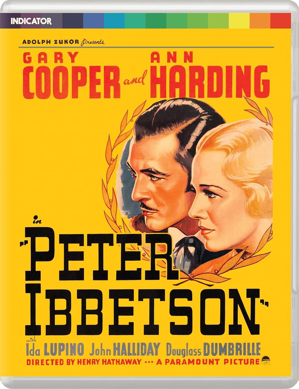 “Peter Ibbetson” Blu-ray cover featuring Gary Cooper and Ann Harding in portrait.