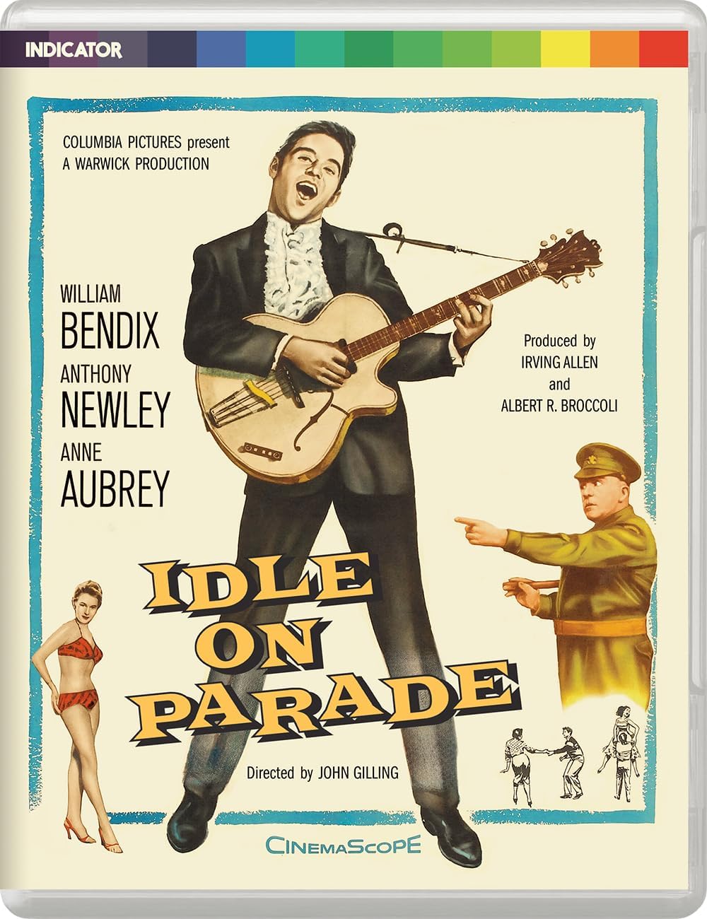 Blu-ray cover for "Idle on Parade" featuring a man with a guitar and soldiers.