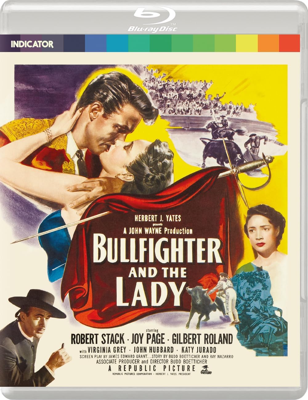 Bullfighter and the Lady" Blu-ray cover featuring matadors and a woman.