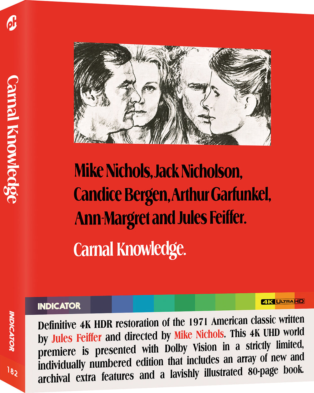 “Carnal Knowledge” 4K UHD Blu-ray cover with black and white film still.