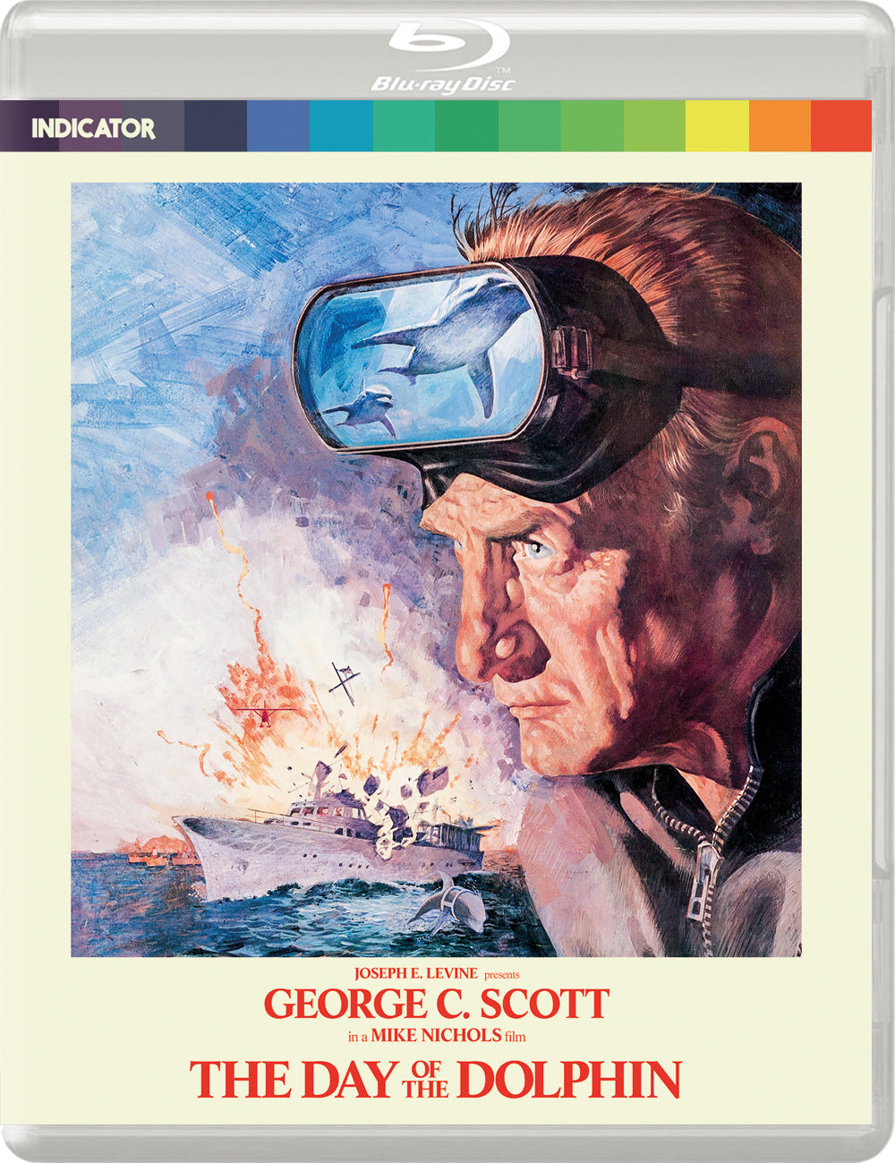 Blu-ray cover for "The Day of the Dolphin" featuring a man in diving gear.