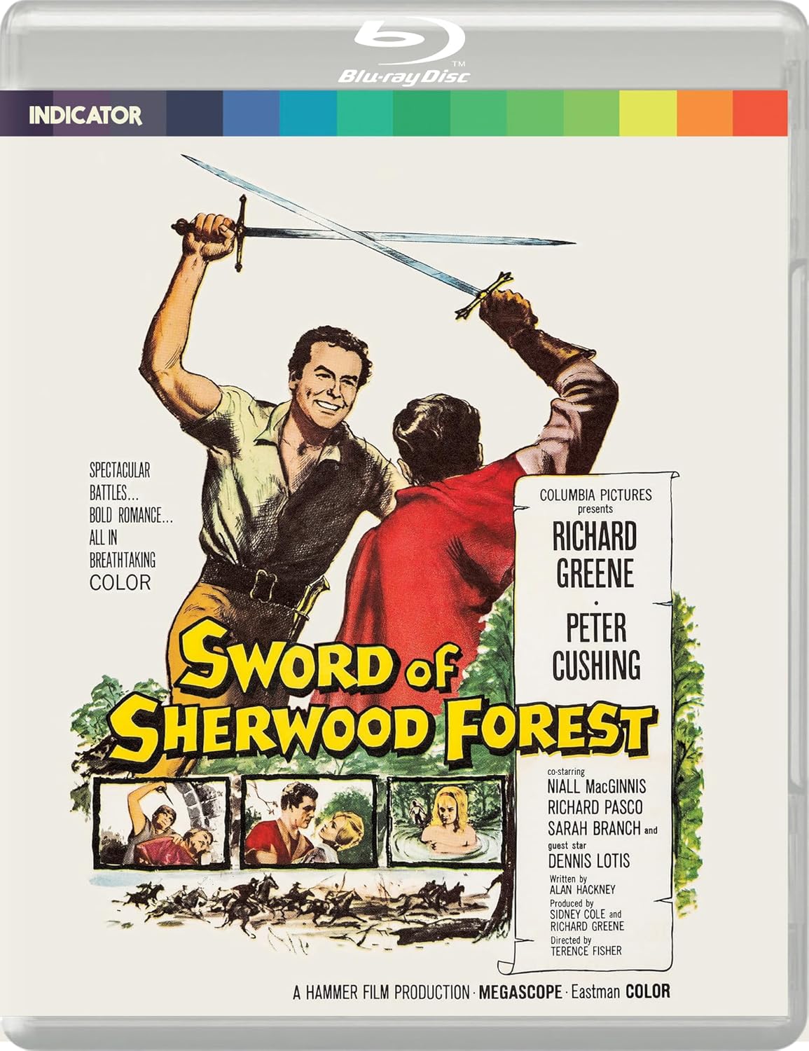 Blu-ray cover for "Sword of Sherwood Forest" featuring a sword fight scene.