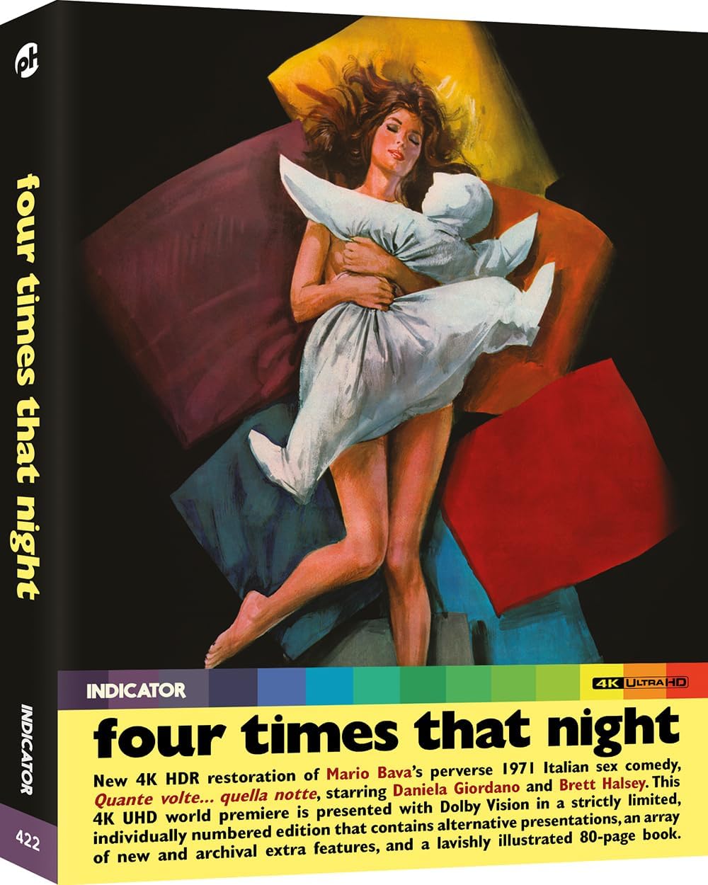 Blu-ray cover for "Four Times That Night" featuring a woman in bed.