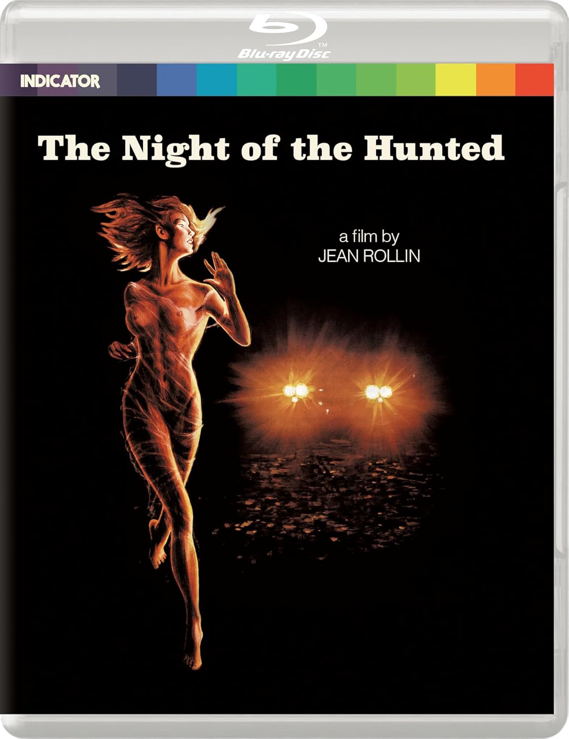Blu-ray cover for “The Night of the Hunted” featuring a woman running.