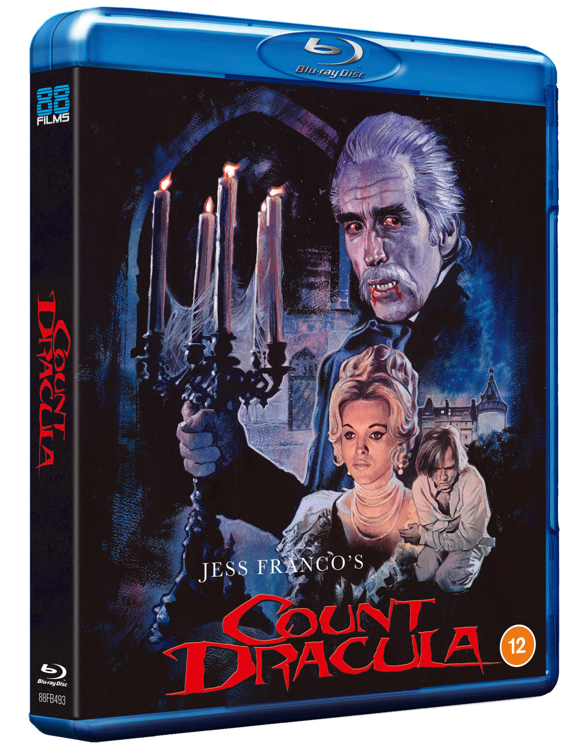 Count Dracula" Blu-ray cover featuring Dracula, a woman, and a child.