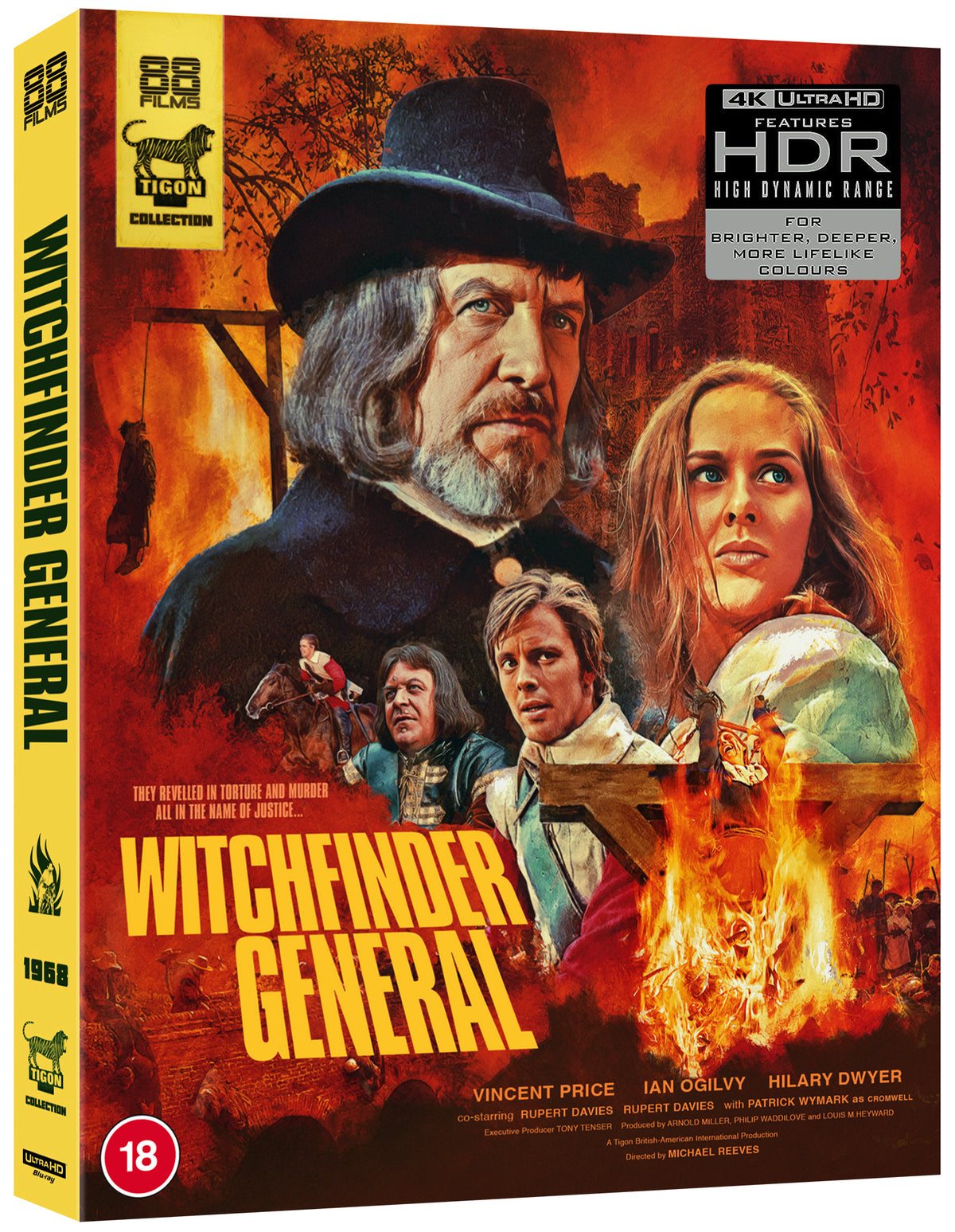 Witchfinder General" UHD Blu-ray cover featuring Vincent Price and a dramatic scene.