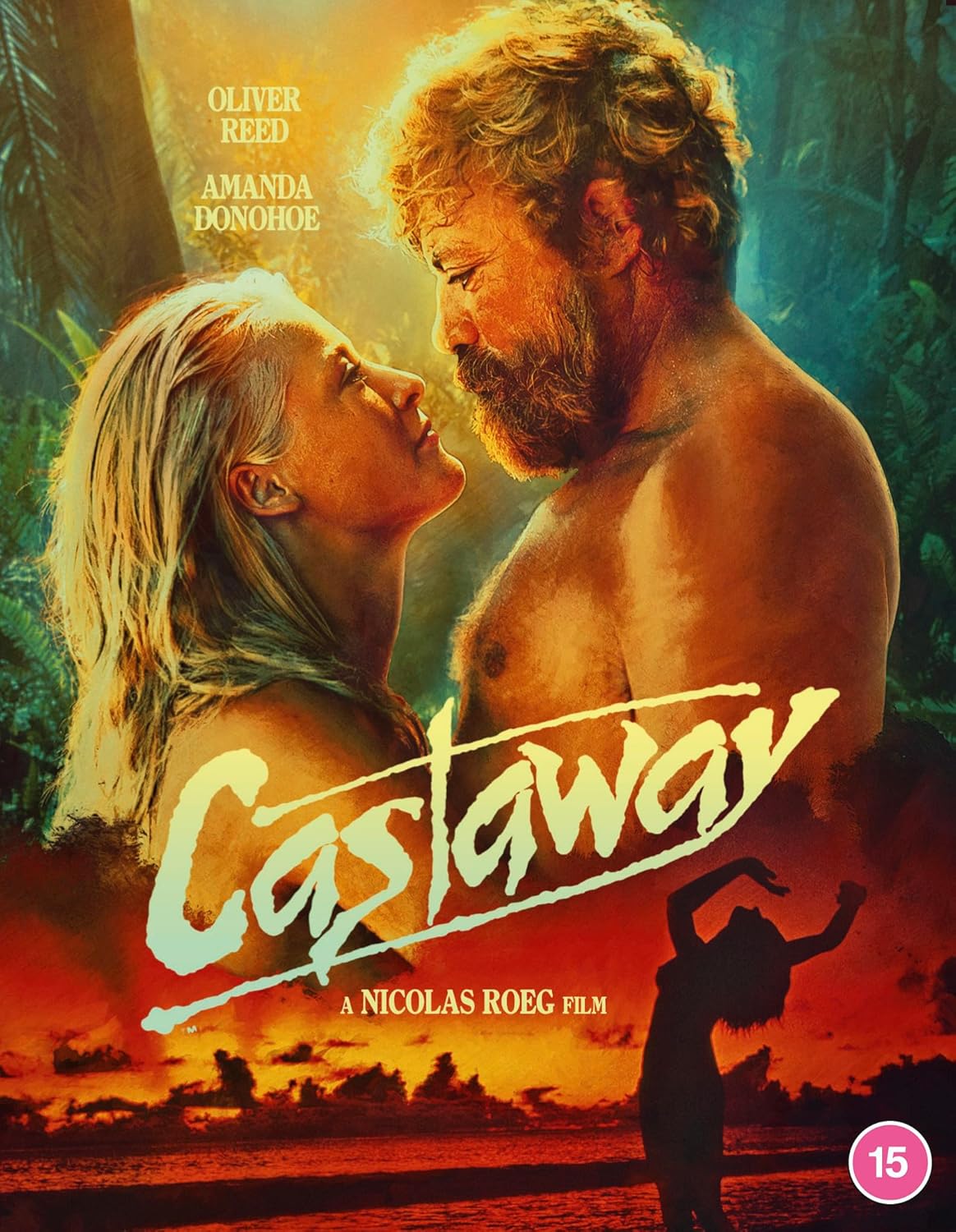 Castaway Blu-ray cover featuring Tom Hanks and Helen Hunt amidst tropical foliage.