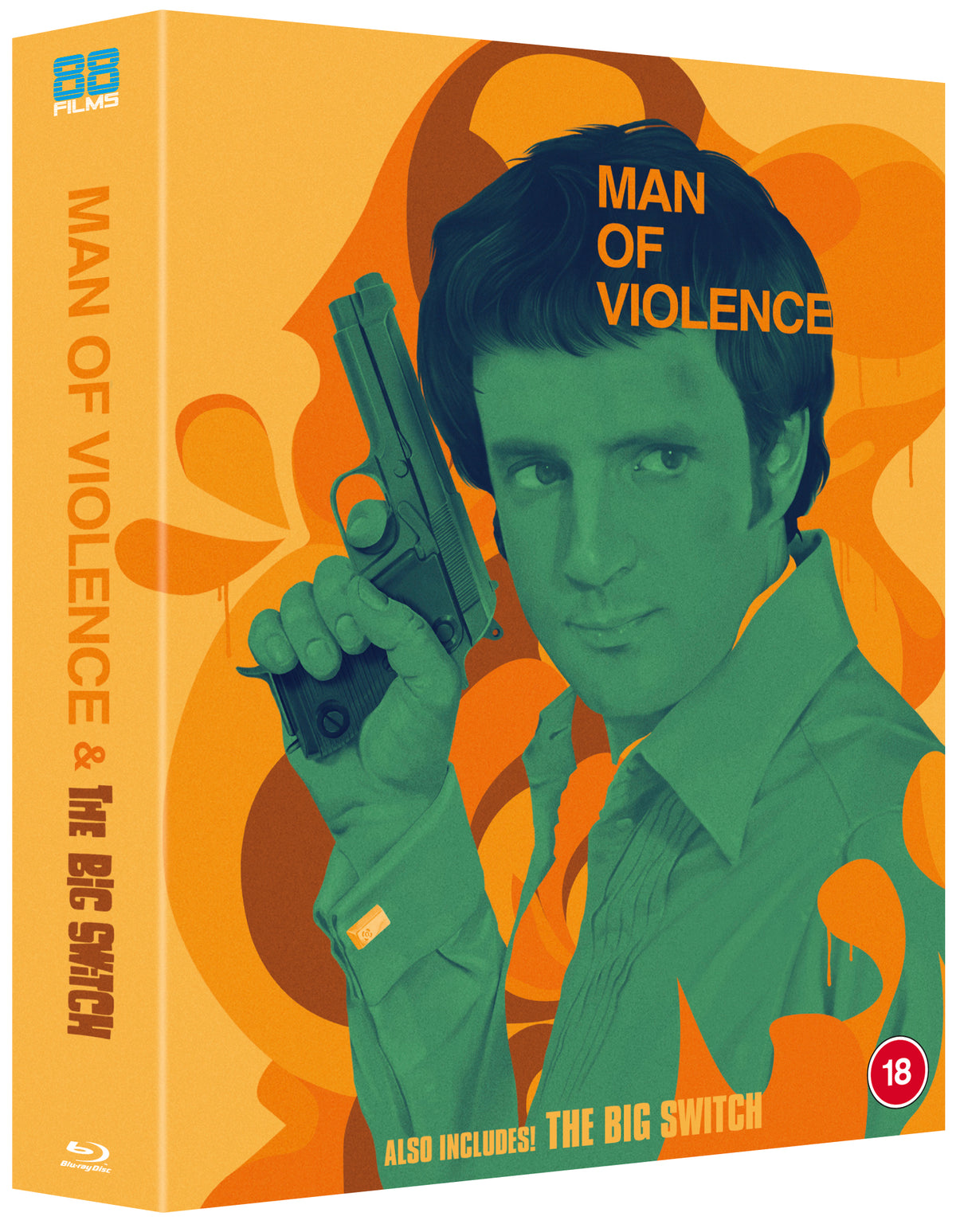 Blu-ray cover for "Man of Violence" featuring a man with a gun.
