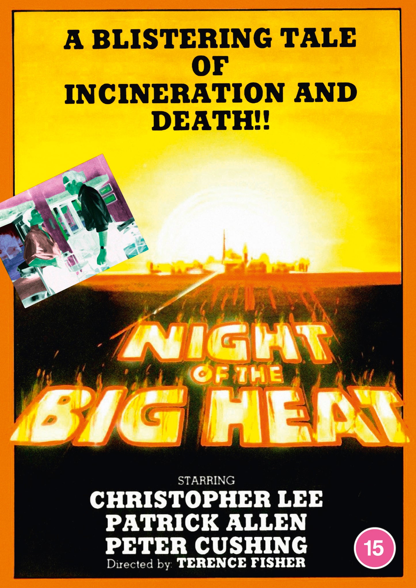 DVD cover for "Night Of The Big Heat" with fiery landscape.