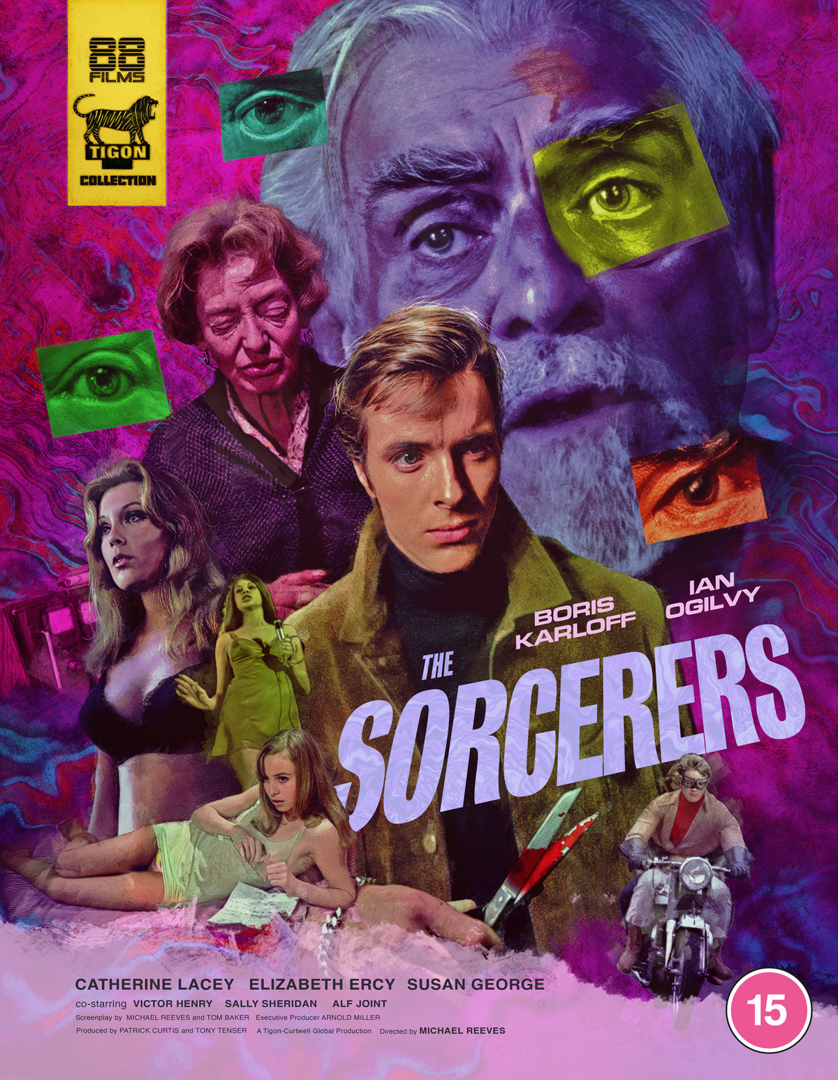 DVD cover for "The Sorcerers" featuring faces and shadowy figures.