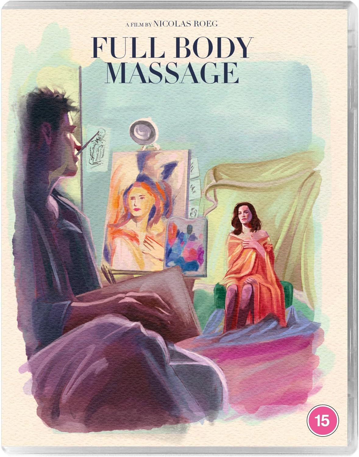 Blu-ray cover for "Full Body Massage" with painted figures and a massage table.