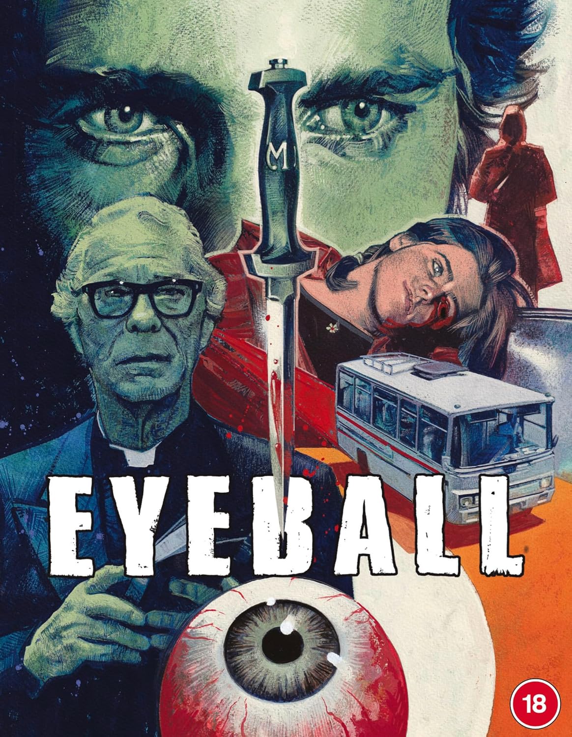 DVD cover for "Eyeball" featuring faces, a knife, and an eye.