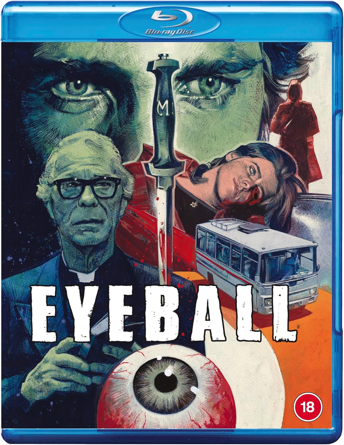 Eyeball" Blu-ray cover featuring faces, an eyeball, and a vintage vehicle.