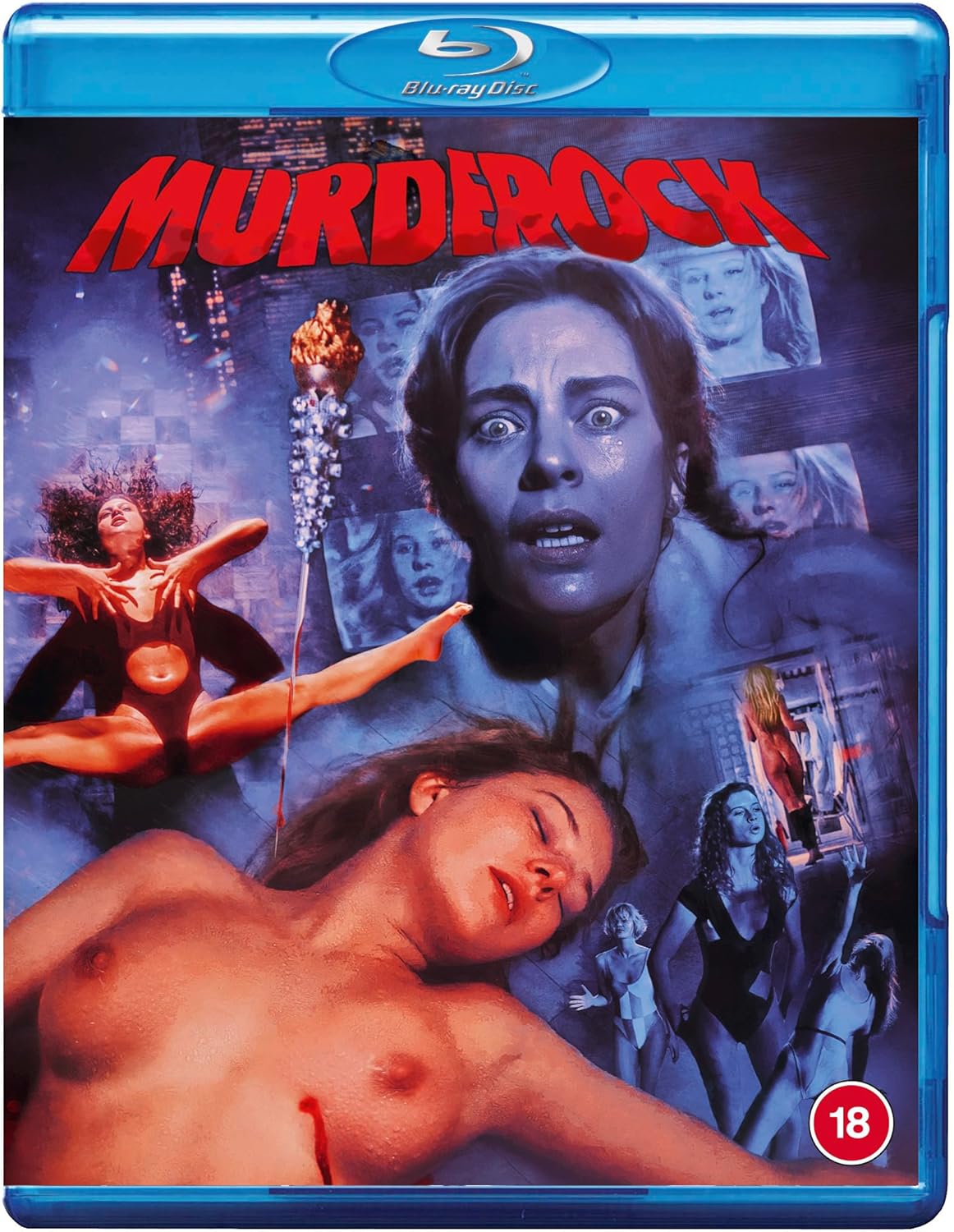 Murder Rock" Blu-ray cover featuring distressed women and a red title.