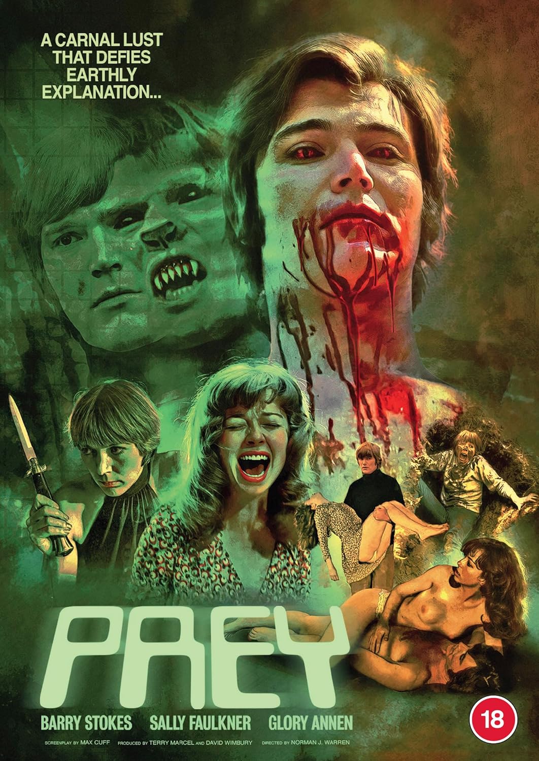 DVD cover for horror film "Prey" featuring distressed, bloody faces.