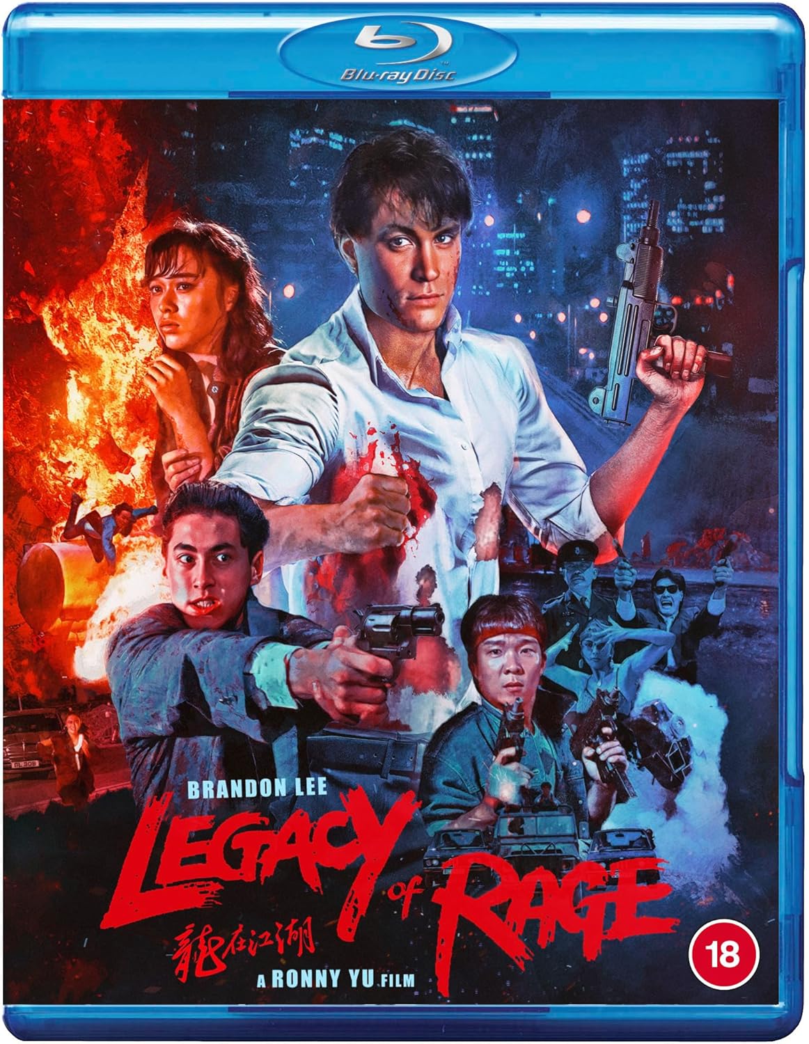 Blu-ray cover for "Legacy of Rage" featuring Brandon Lee with action scene.