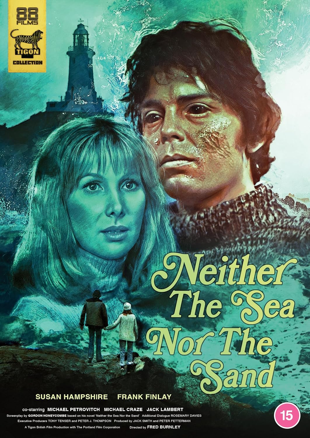 DVD cover for "Neither the Sea Nor the Sand" featuring two actors and a lighthouse.