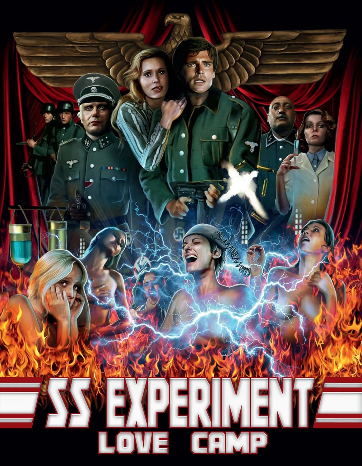 Movie poster depicting Nazi officers, experiments, and distressed figures.