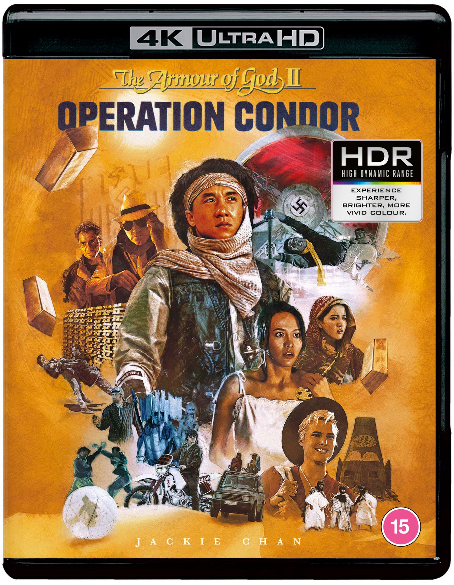 Armour of God 2" 4K UHD Blu-ray cover with Jackie Chan and cast imagery.
