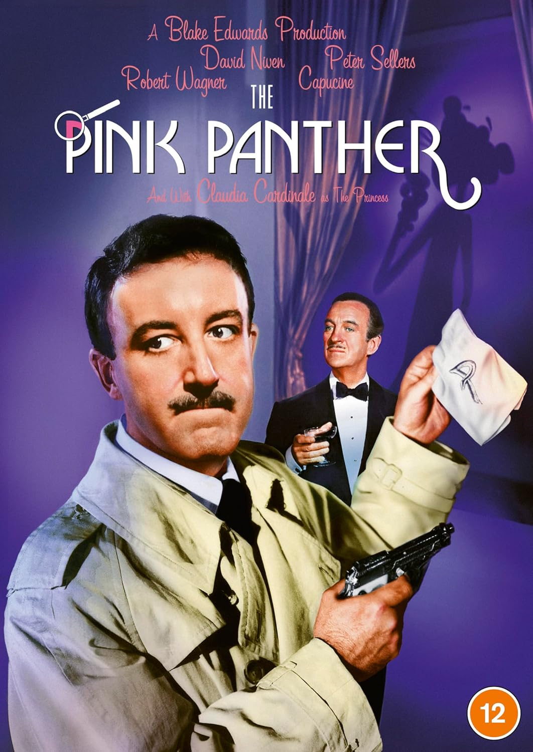 DVD cover for "The Pink Panther" featuring Robert Wagner and Peter Sellers.