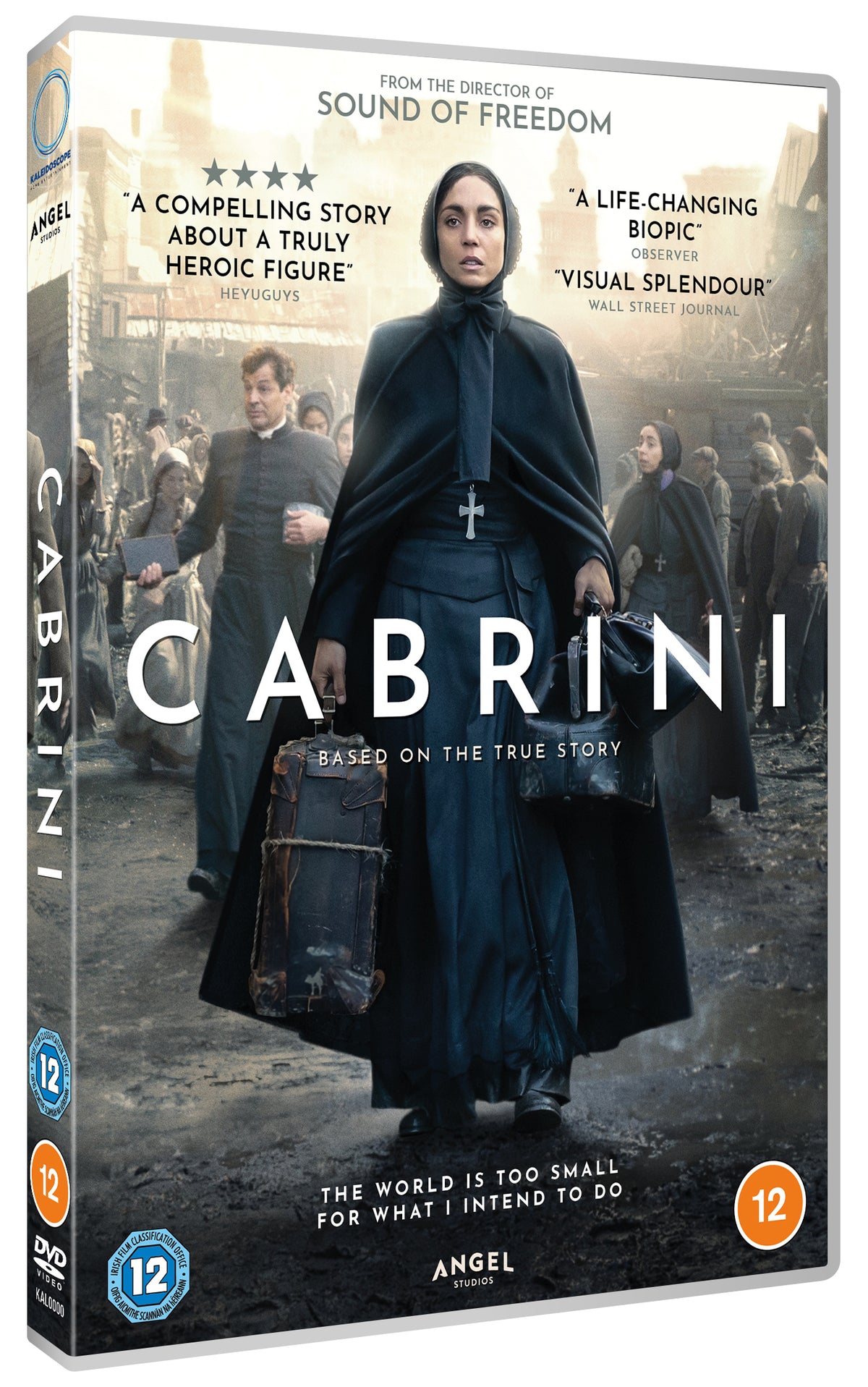 DVD cover for "Cabrini" featuring a woman in dark religious clothing.