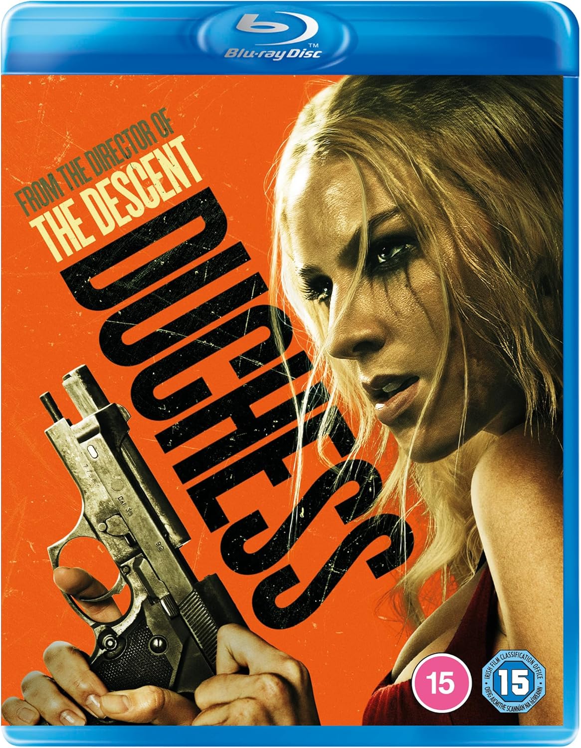 Duchess" Blu-ray cover featuring a woman holding a gun, with bold red text.