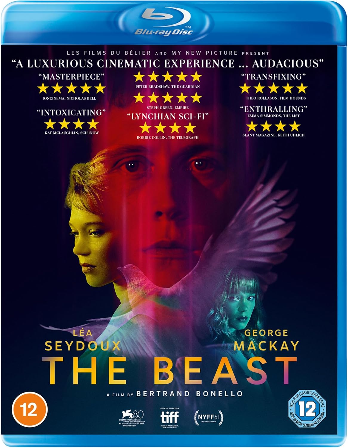 Blu-ray cover for "The Beast" featuring Léa Seydoux and George MacKay.