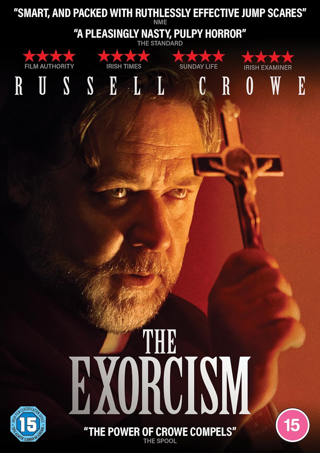 DVD cover for "The Exorcism" featuring Russell Crowe in a dramatic pose.
