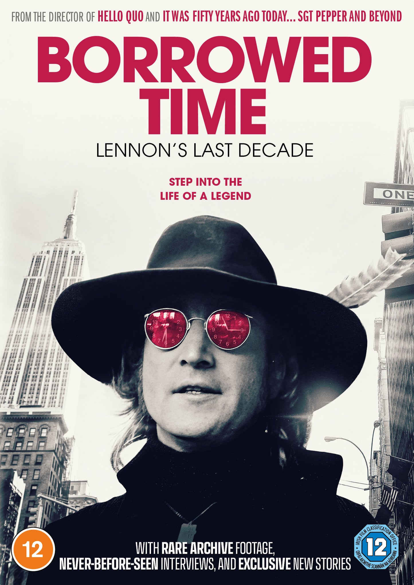DVD cover for “Borrowed Time,” featuring John Lennon with clocks over his face.