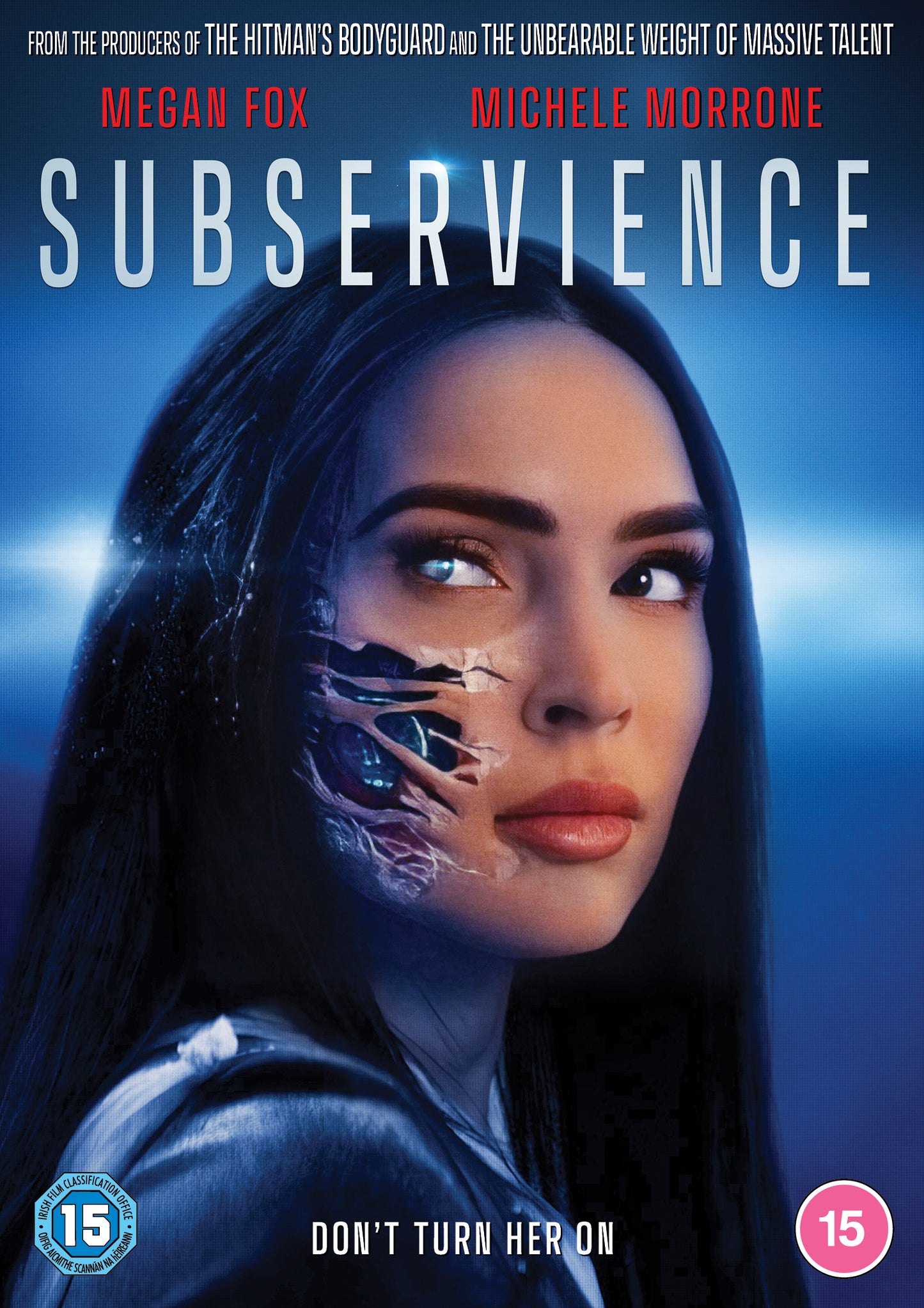 DVD cover for "Subservience" featuring Megan Fox with a robotic design.