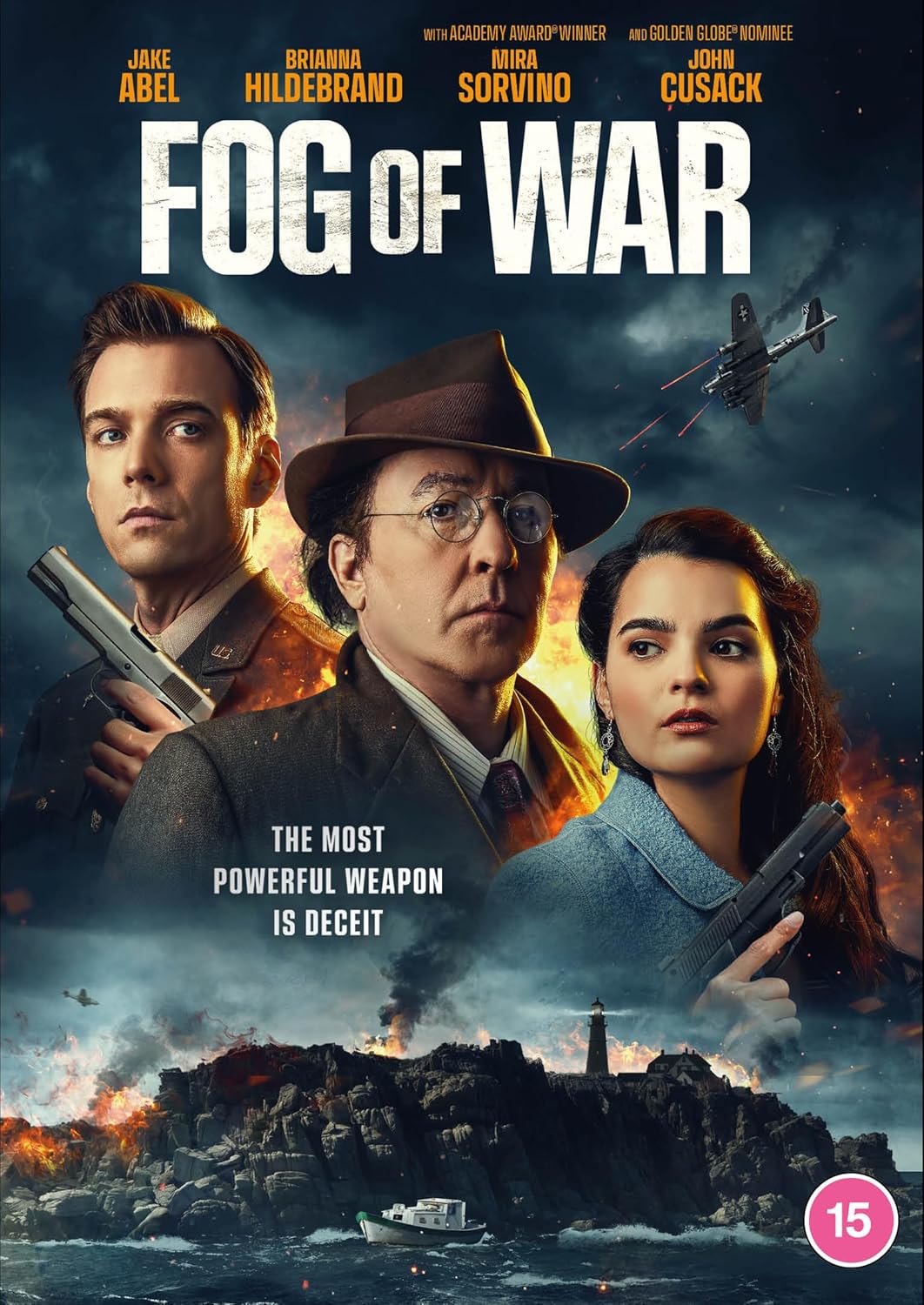 DVD cover for "Fog of War" featuring three people with guns.