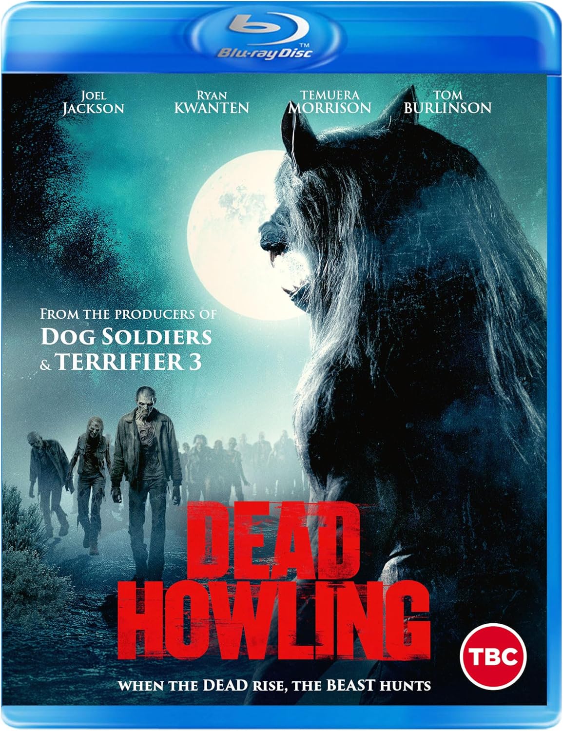 Dead Howling" Blu-ray cover featuring a wolf and approaching zombie horde.