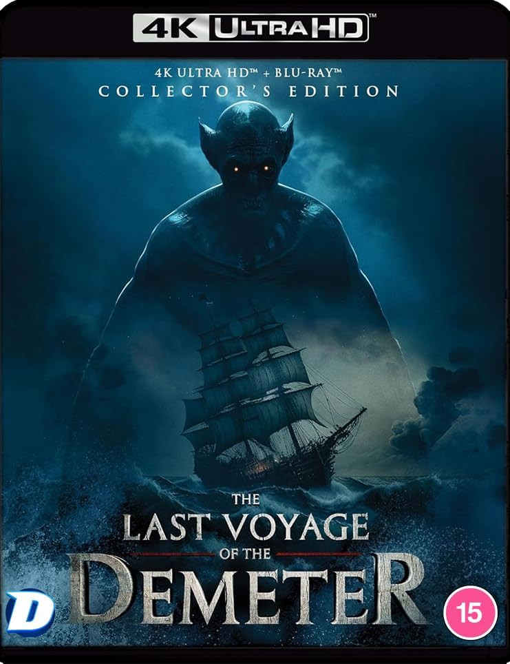 A 4K Ultra HD Blu-ray cover featuring a glowing-eyed monster looming over a sailing ship.
