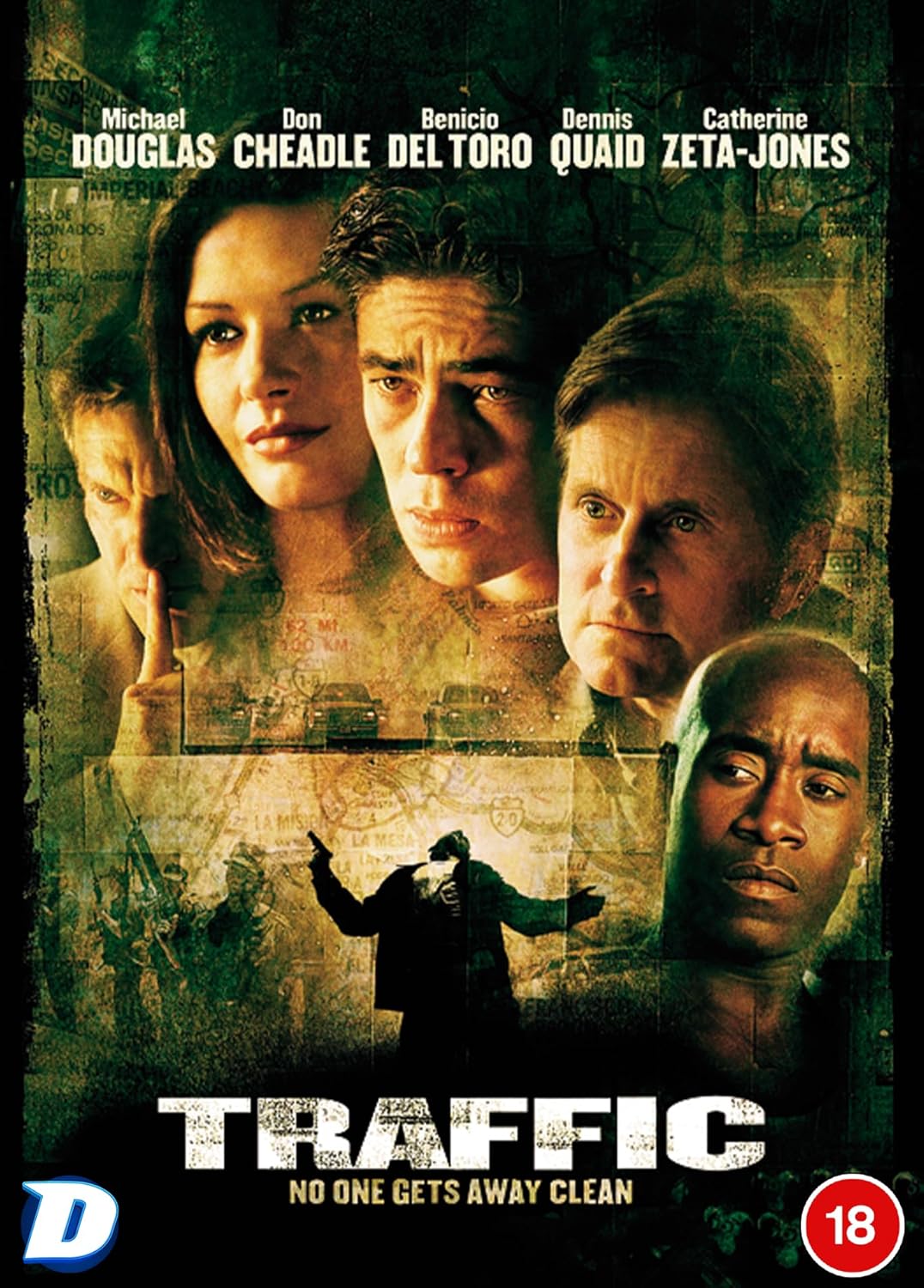 Traffic" DVD cover featuring Michael Douglas, Don Cheadle, and Catherine Zeta-Jones.