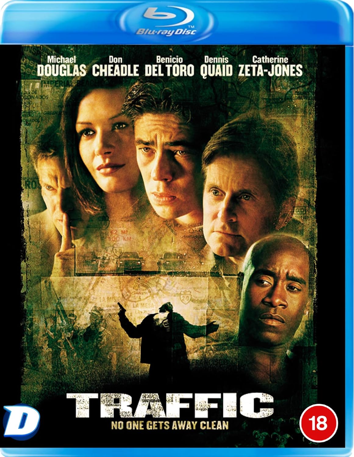Traffic" Blu-ray cover featuring Michael Douglas, Don Cheadle, and Catherine Zeta-Jones.