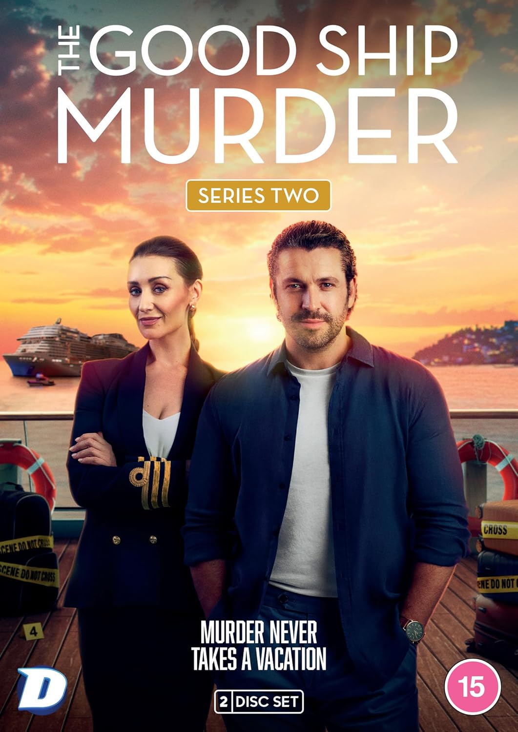 DVD cover featuring a man and woman on a cruise ship deck at sunset.