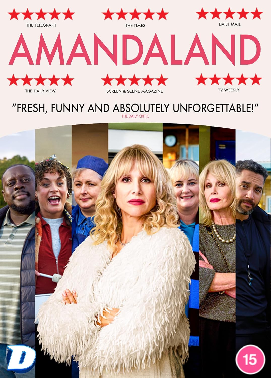 DVD cover for Amandaland featuring a collage of seven actors against a pale background.