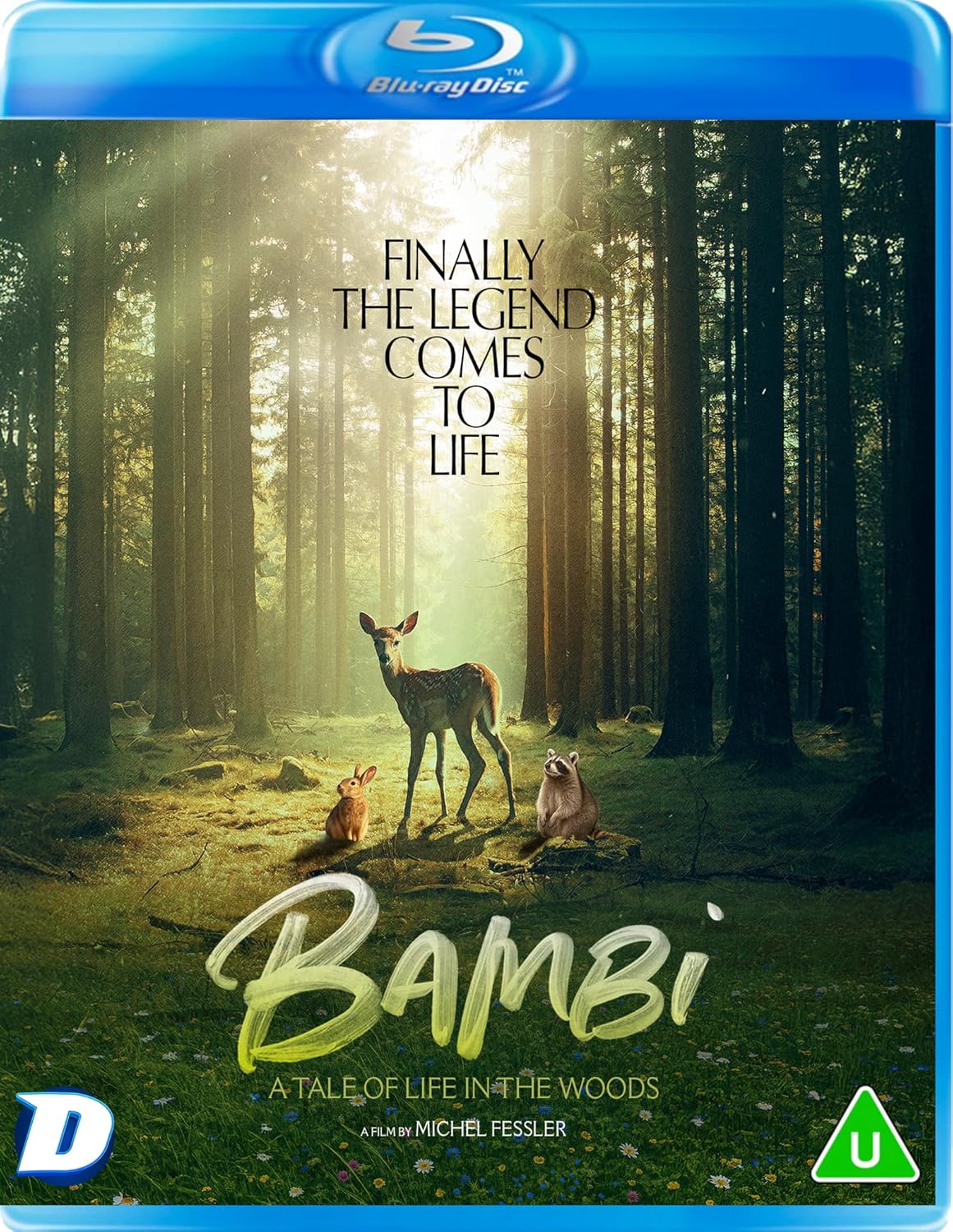 Bambi Blu-ray cover featuring a young deer in a sunlit forest.