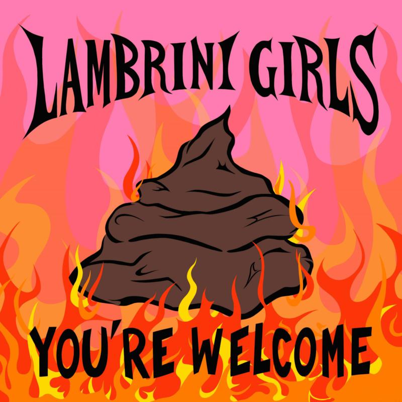 Album cover for Lambrini Girls: "You're Welcome" featuring a pile of feces.